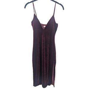 Y2K Dress Womens Small Burgundy Velvet Slip Spaghetti Strap USA Witchy Attached